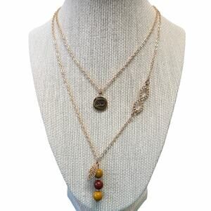 New handmade pendant necklace Mookaite beans‎ 14K gold plated findings.